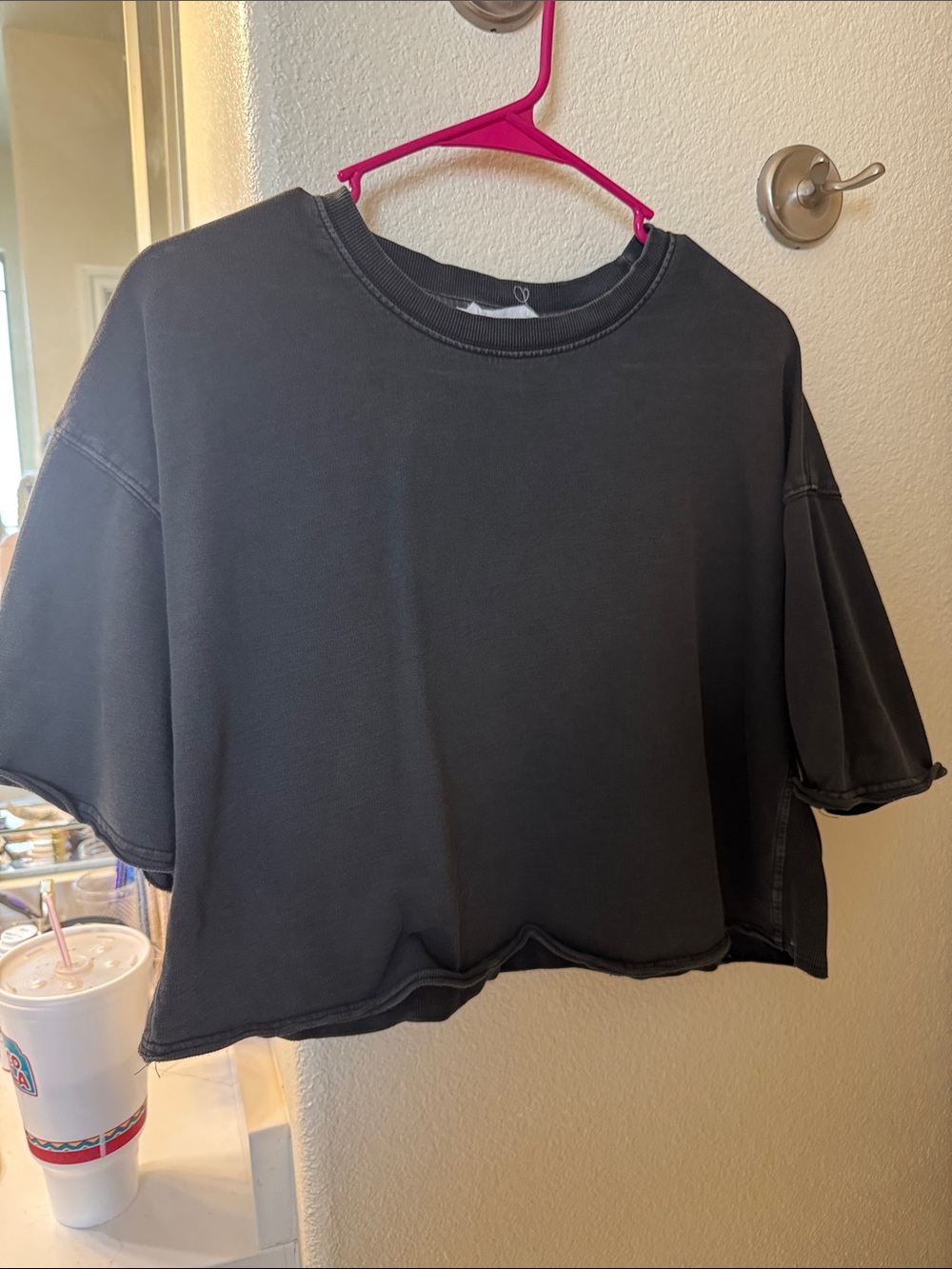 Double Zero Washed Black Cropped Tee